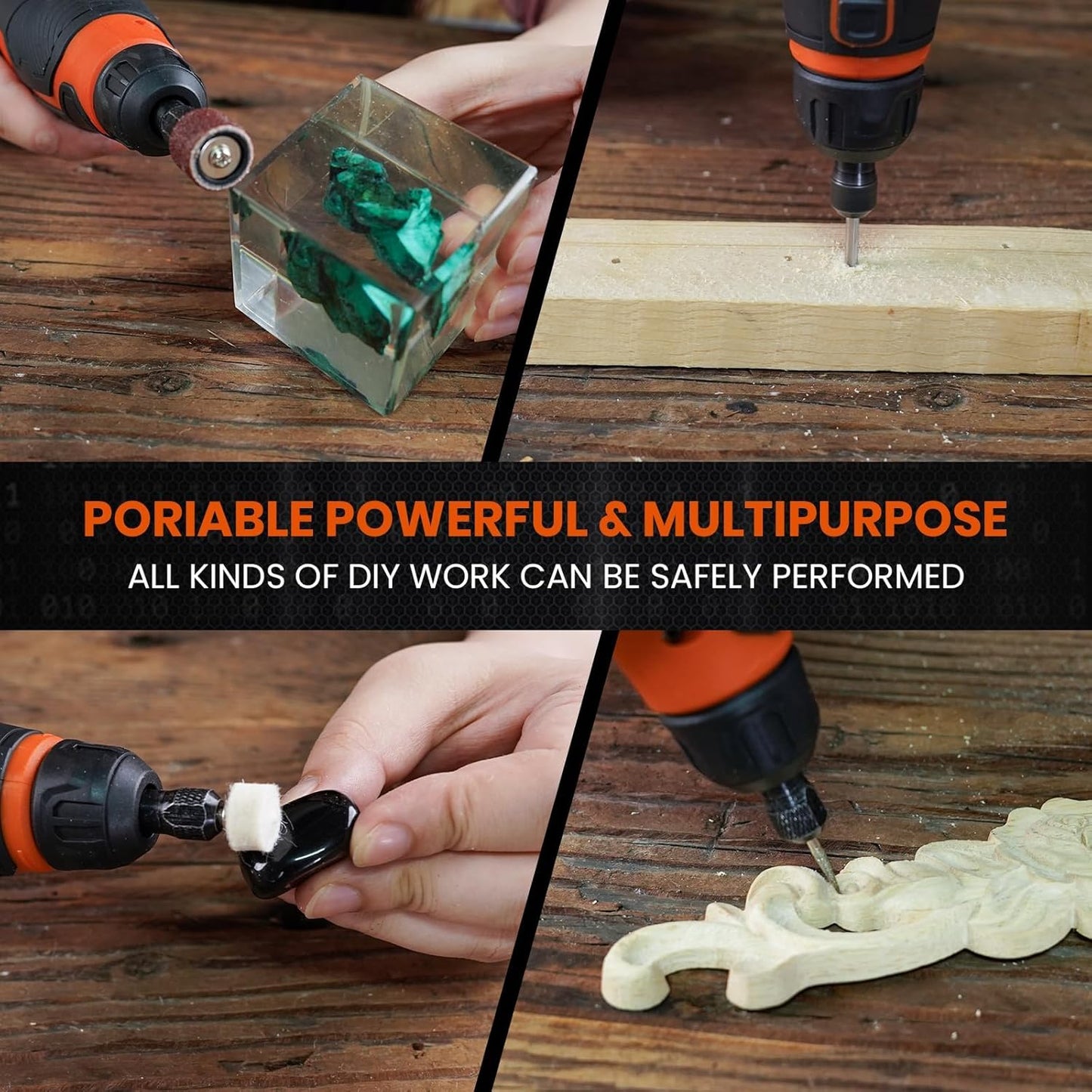 12V Cordless Rotary Tool Kit with 94 Accessories – 6-Speed, 30000RPM for Engraving, Sanding, Polishing & DIY Projects