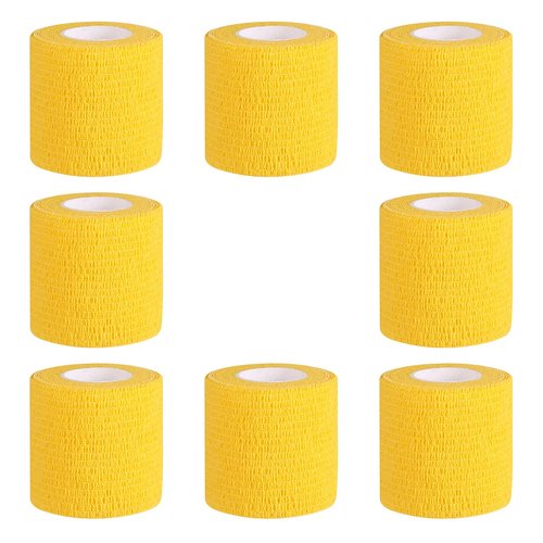 Bandage Wrap 8 Pack 2”x 5 Yards Self Adhesive Bandage Wrap Breathable Cohesive Bandage Wrap Rolls Athletic Elastic Self Adherent Wrap for Sports Injury,Wrist, Knee, Ankle Sprains and Swelling(Yellow)