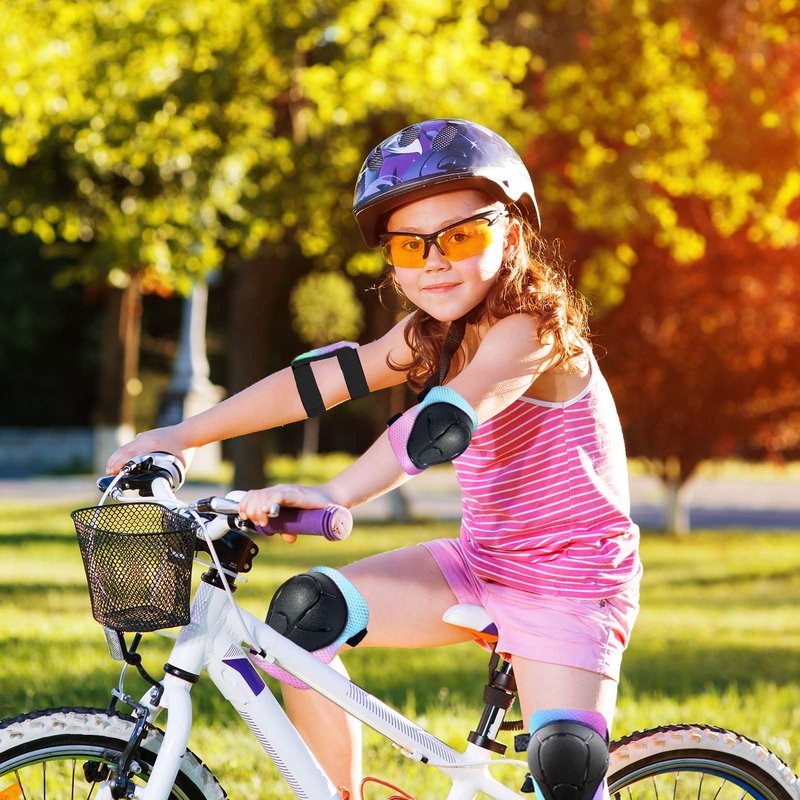 HocIece Kids/Youth Knee Pads for Kids 3-14Years Boys Girls 6 in 1 Kids Protective Gear Set Adjustable Knee Pads, Elbow Pads, for Skating Cycling Bike Rollerblading Scooter Roller Skates