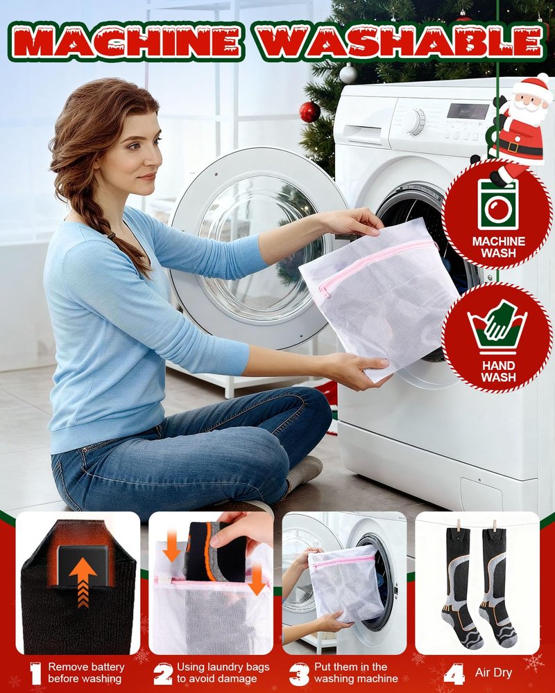 Heated Socks for Men and Women, 5000mAh Rechargeable Heated Socks with 4 Heat Settings, 360° Surround Heating, Washable Winter Feet Warmers for Hunting, Skiing, Camping, Hiking