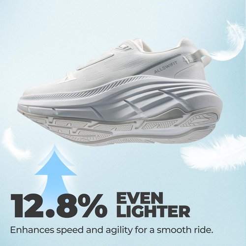 ALLSWIFIT Women's Walking Shoes Cushion Running Tennis Non-Slip Comfortable Workout Gym Athletic Breathable Fashion Sneakers ActiveLite,Size 8,White,AWUMRS2507
