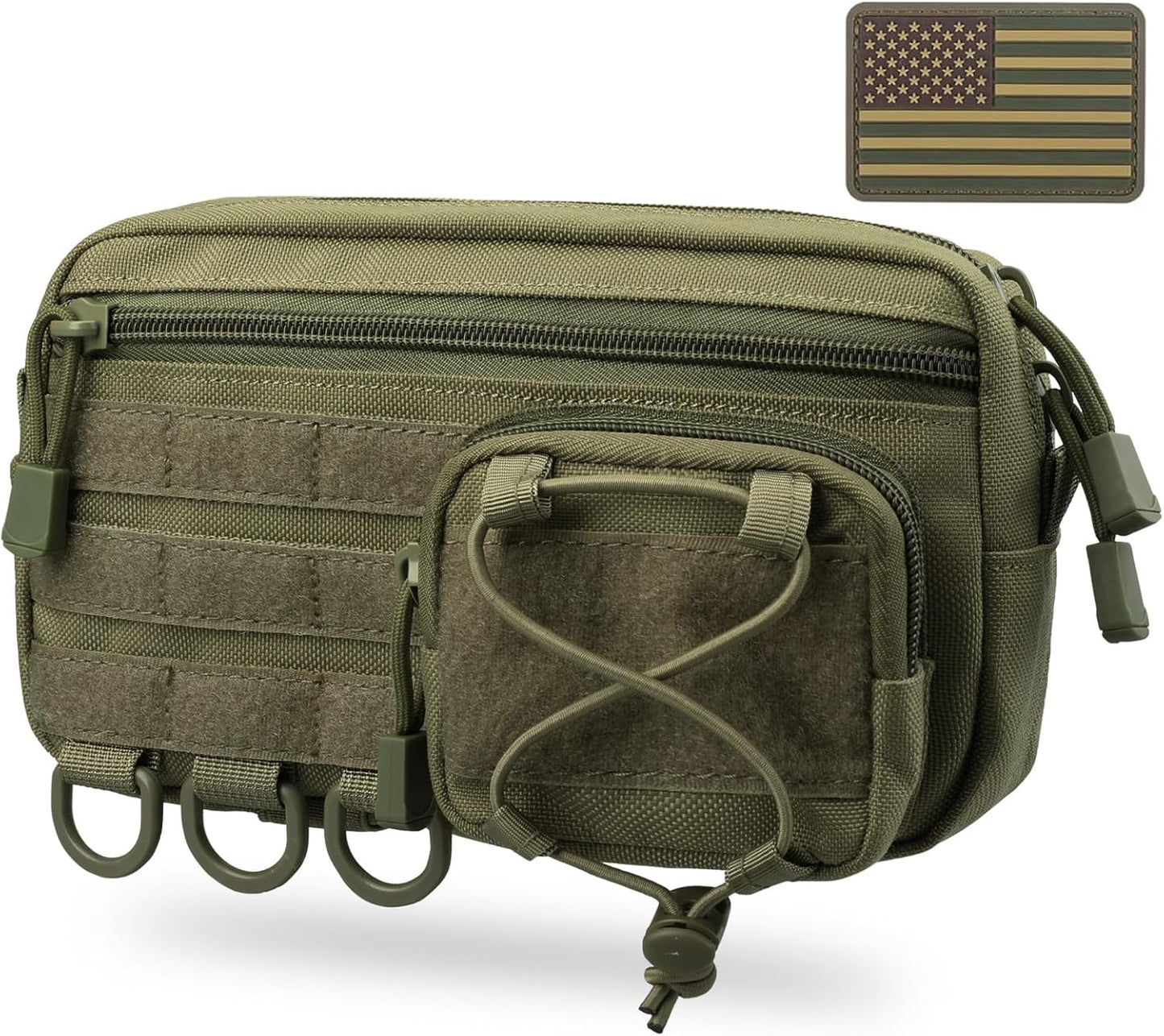 Molle Tactical Admin Pouch - EDC Tool Organizer with US Flag Patch | Versatile Waist Bag & Phone Holder