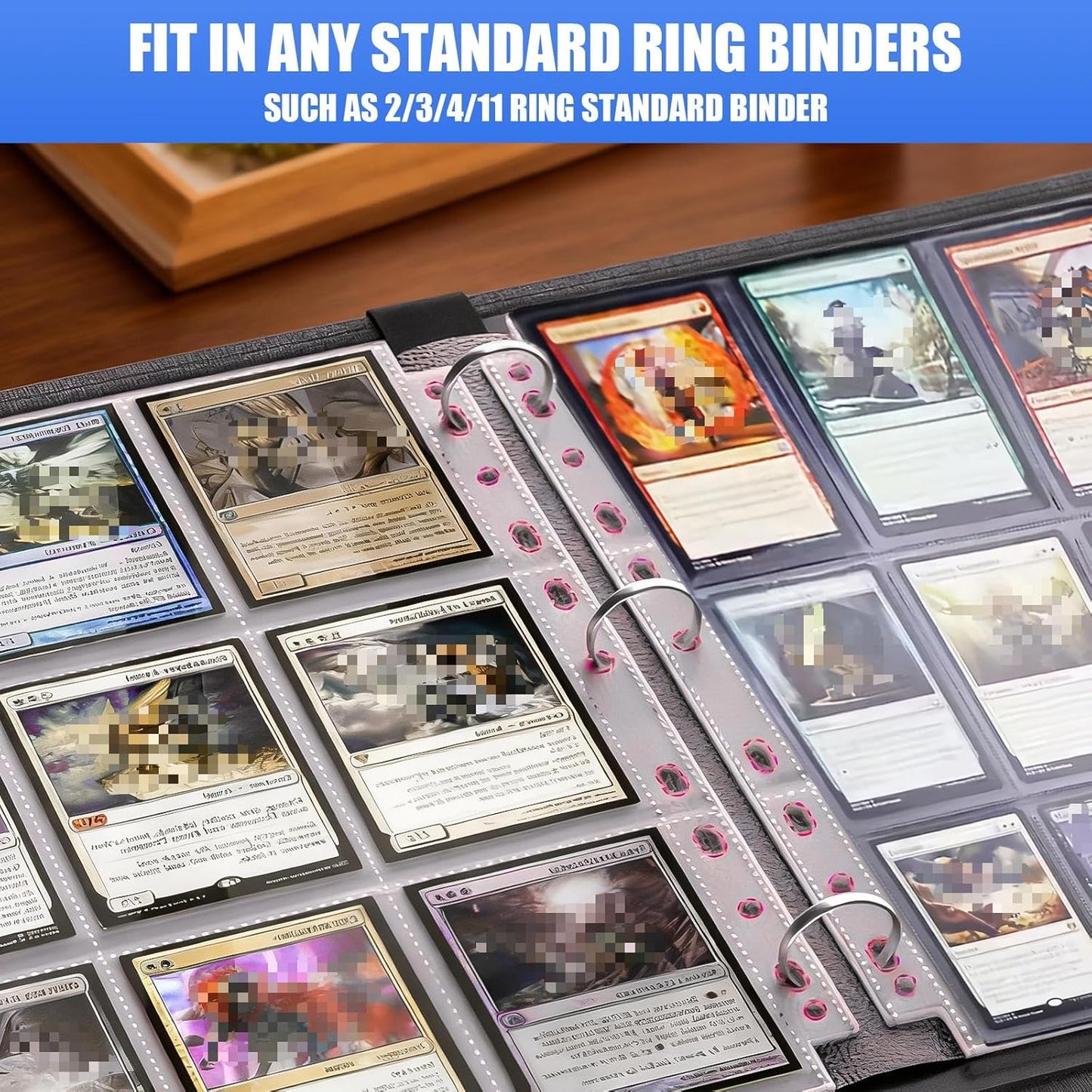 Skiennix 9 Pocket Card Sleeves - 65 Pack Trading Card Protectors for 3 Ring Binders | Holds 1170 Cards