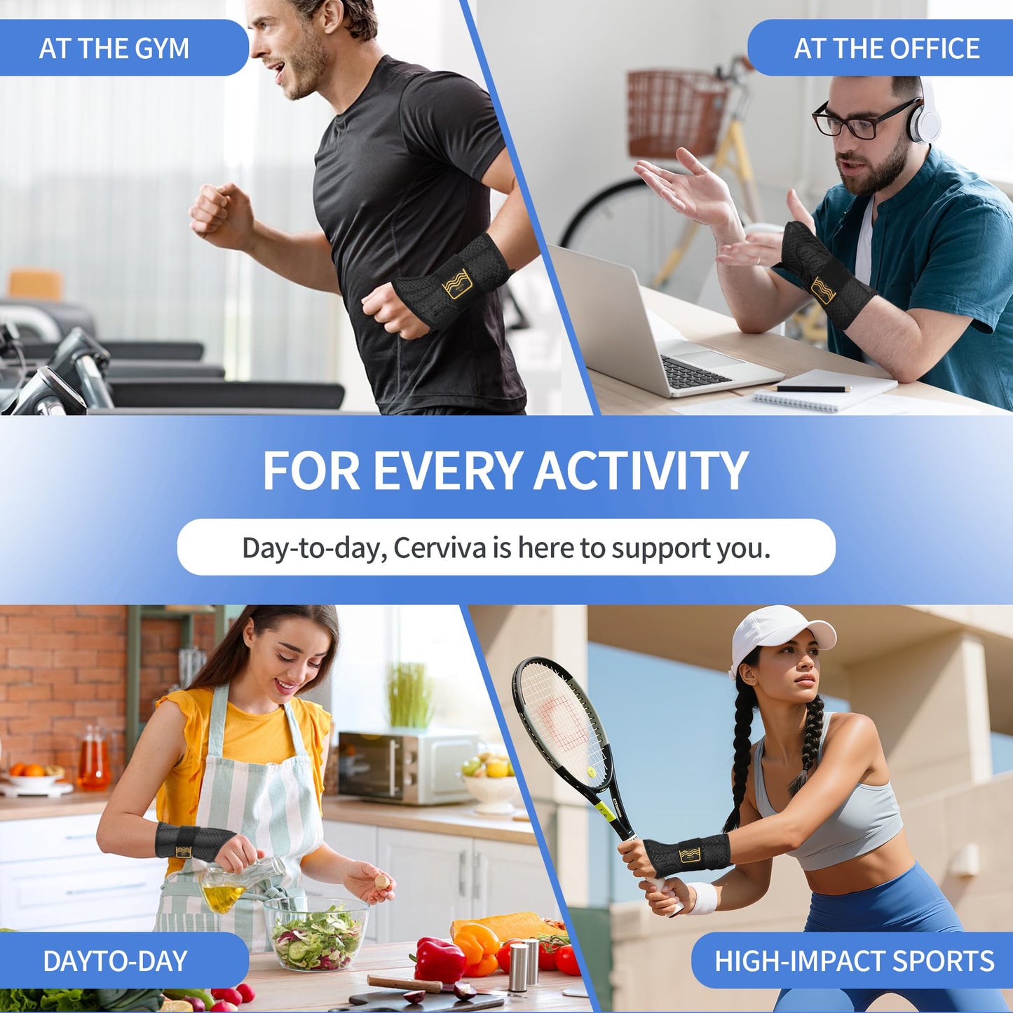 Cerviva Carpal Tunnel Wrist Brace Night Support for Women Men, Pain Relief Metal Wrist Splint for Tendonitis, Arthritis, Sprain, Fit Left or Right Hand for Work, Rigid Hand Brace for Sleeping, Black