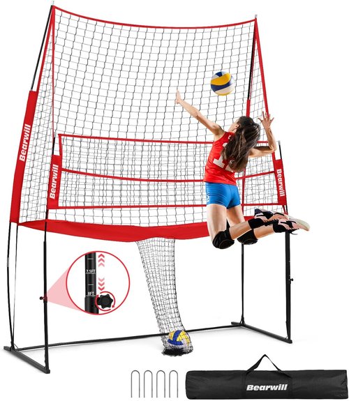 Bearwill Volleyball Practice Net - Freely Adjustable & Portable for Indoor/Outdoor Training