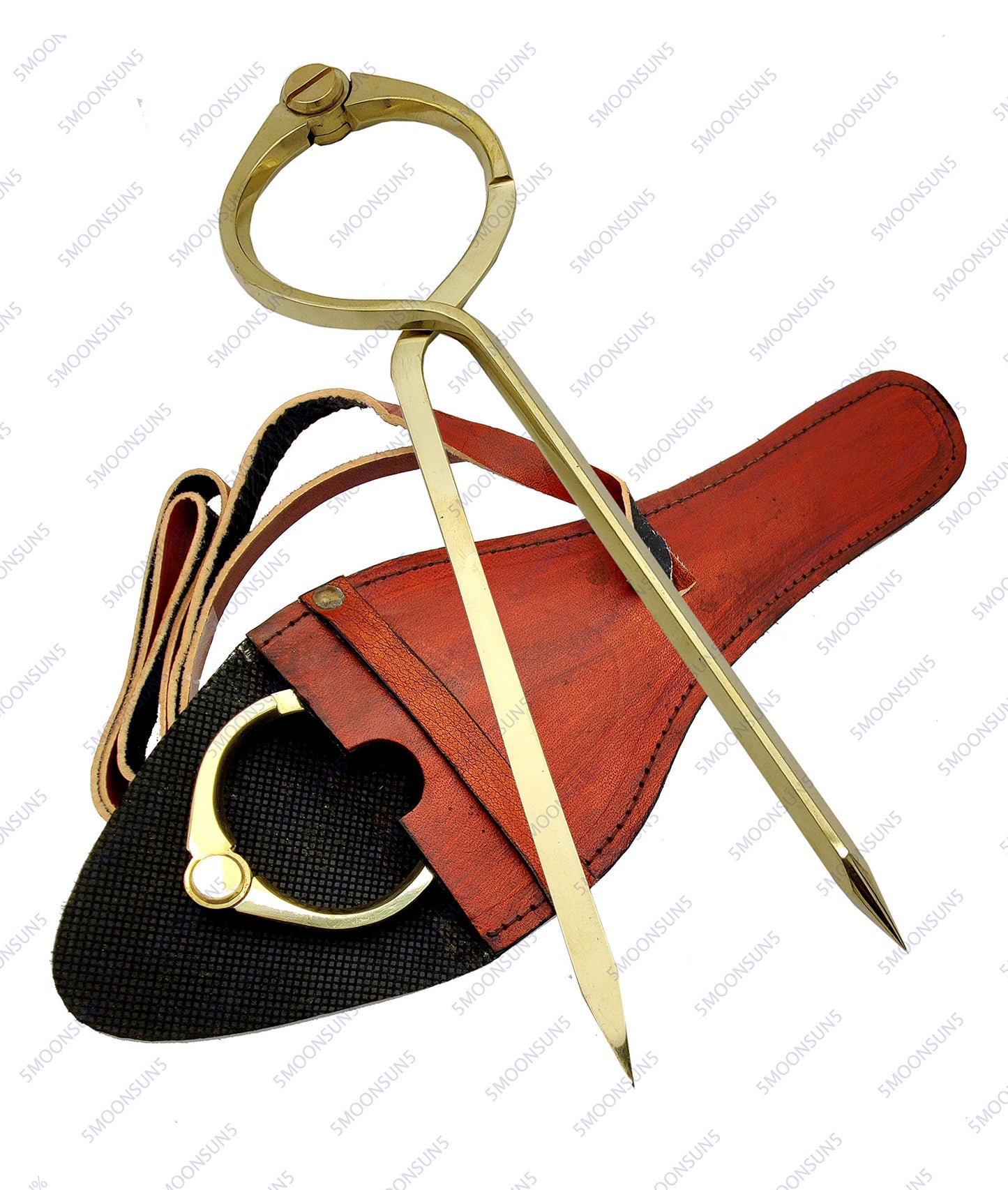 5MoonSun5's Vintage Navigation Straight Pattern Artist Divider Solid Brass Drawing Tool Professional 8” Long Divider Marine Navigation Compass with Handmade Leather case (8 inch Brass tip)