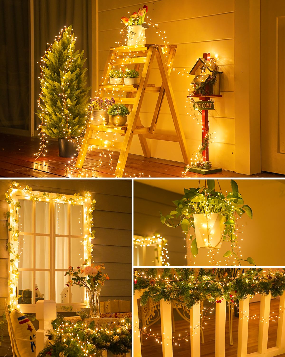 Brightown Solar String Lights for Outside, 19.6Ft 240 LED Solar String Lights Outdoor Waterproof, Solar Fairy Lights with 8 Modes for Patio Party Garden Yard Home, Warm White