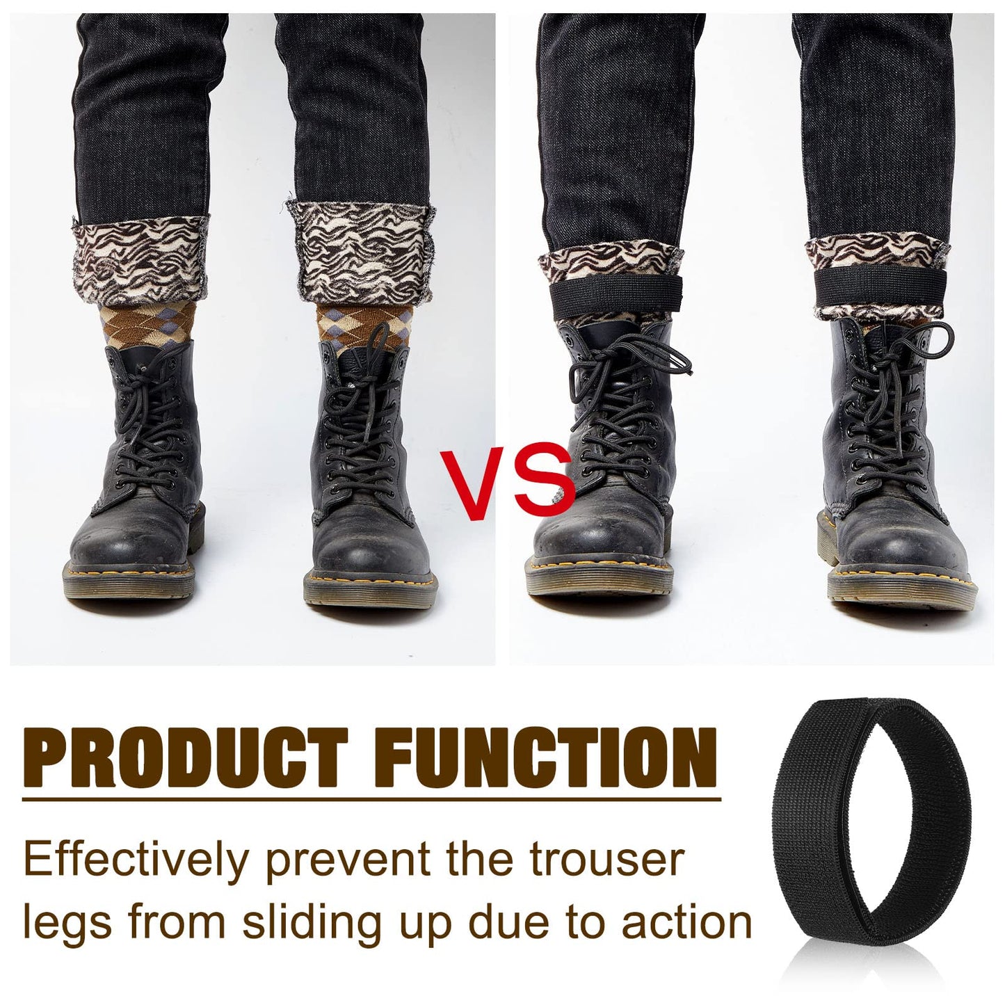 JaGely 2 Pairs Black Boot Blousers Elastic Boot Straps Bands Blousing Straps Ankle Hook and Loop for Hunting Hiking Cycling(2.5 cm *30 cm)
