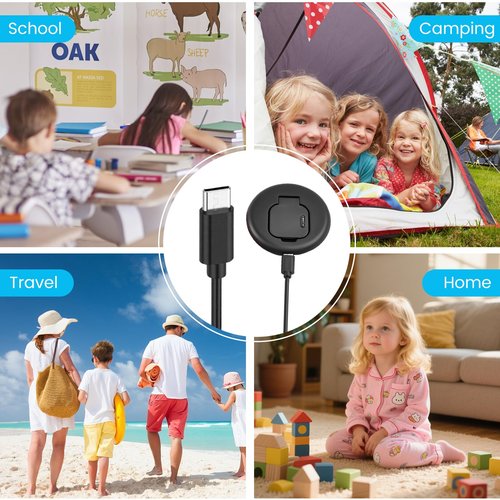 Compatible with AT&T Amigo Jr Watch Charger, Foldable Magnetic Charger Stand Dock with 3.12ft Type-C to Type-C Cable (Black-2)