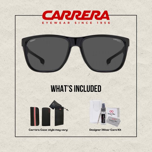 Carrera-Ducati CA003/S 807 57MM Black/IR Grey Square Sunglasses for Men+Bundle with Accessory Eyewear Kit
