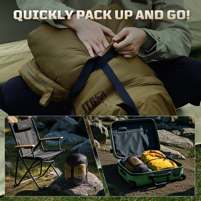 Mummy Sleeping Bag for Adults, 25℉-36℉ Cold Weather Backpacking Sleeping Bag, Lightweight 3-4 Season Winter Camp Bag with Adjustable Hood & Compression Sack, Machine Washable