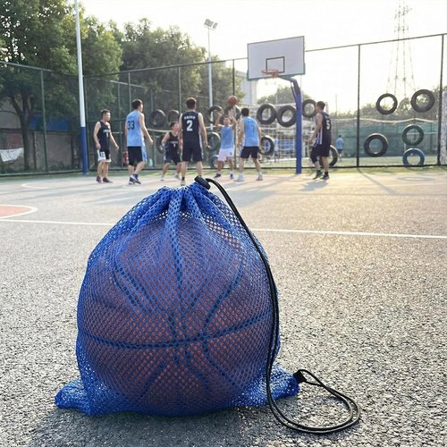 4Pcs Mesh Gear Bag - Large 19" x 27" Polyester Snorkel Backpack for Wetsuits & Swim Gear | Black & Blue