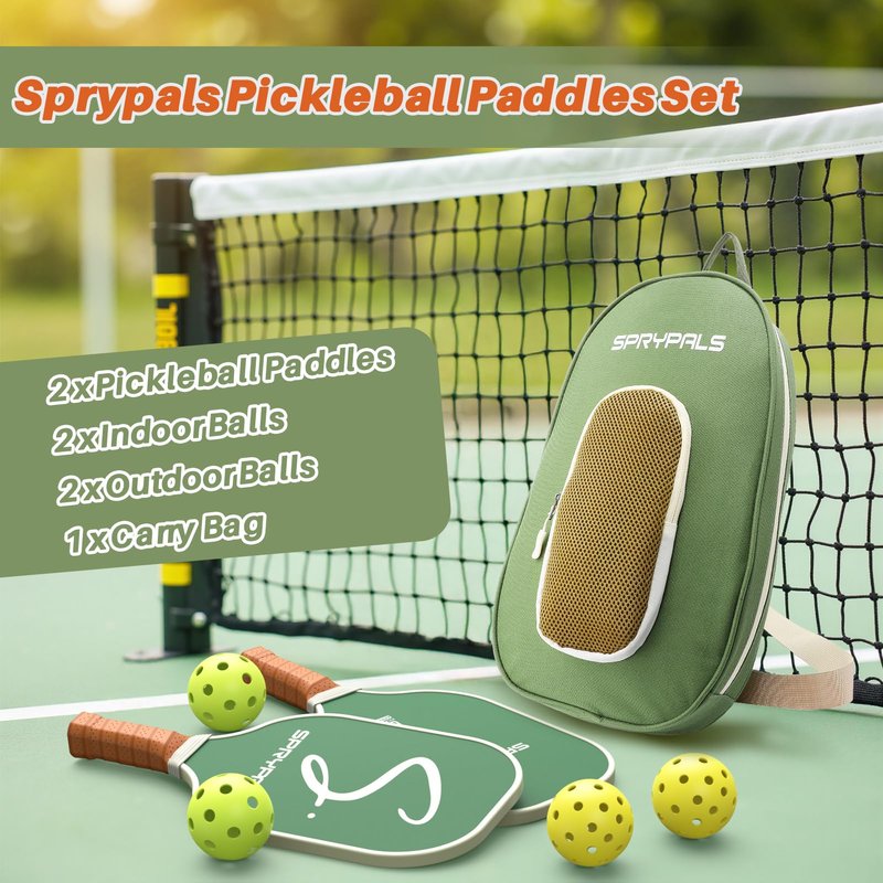 Sprypals Pickleball Paddles Set of 4,USAPA Approved Pickleball Paddle Cute Pickleball Set with 4 Pickleball Paddles, 4 Indoor & Outdoor Balls and 1 Carry Bag, Pickle Ball Set for Men Women Beginners