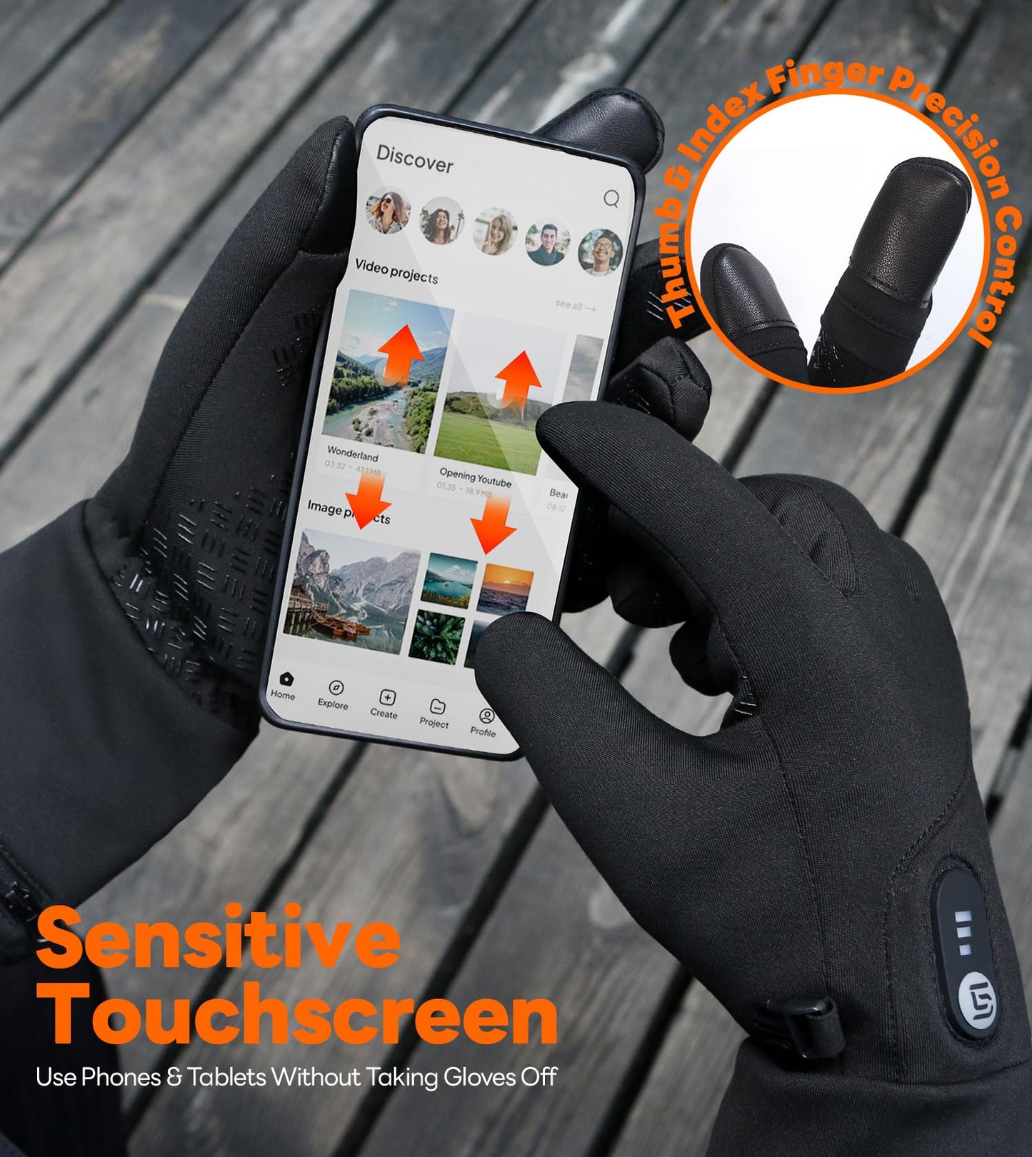 Heated Gloves for Men Women Rechargeable with 7.4V 3000mAh Battery Thin Liner Work Touchscreen Heating Glove for Cold Weather