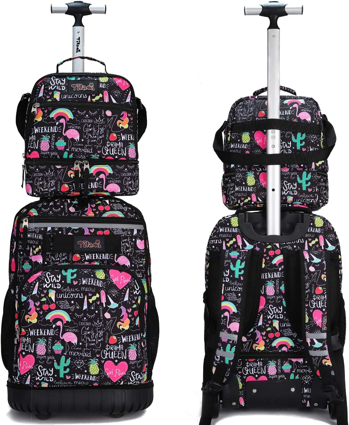 Tilami Rolling Backpack - 19-Inch Wheeled Laptop Bag with Lunch Bag | Insulated Design