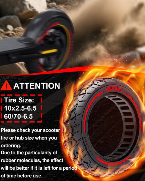 BABEJIA 2-Pack 10x2.50 Scooter Tire Tubeless, Upgrade Your Scooter with 60/70-6.5 Off-Road Airless TIre, 10x2.5-6.5 Replacement Tyres for Segway Max G2/G30 Series, Gotrax G6/G5/G MAX/ECLIPSE, etc