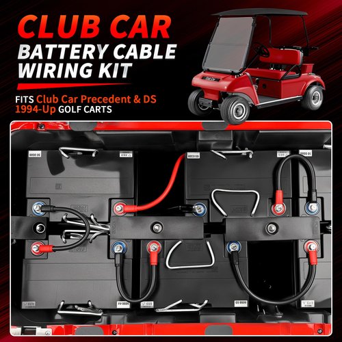 CASISPRO Upgraded 7 PCS Club Car Heavy Duty Battery Cables for Precedent & DS 1994-UP, 36&48 Volt 4 AWG Golf Cart Battery Cable Wiring Kit, Pure Copper Golf Cart Cable Set