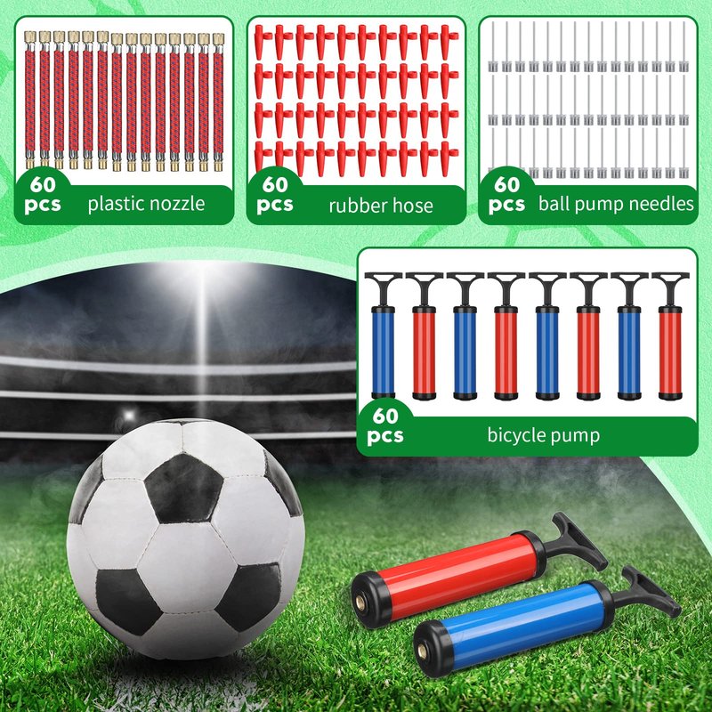 Shihanee 36 Sets 36/60 Sets Ball Pump Bulk for Sports Balls with Needles Nozzles Flexible Extension Hose for Basketball Soccer Football Volleyball Water Rugby Exercise Sports Ball Balloon