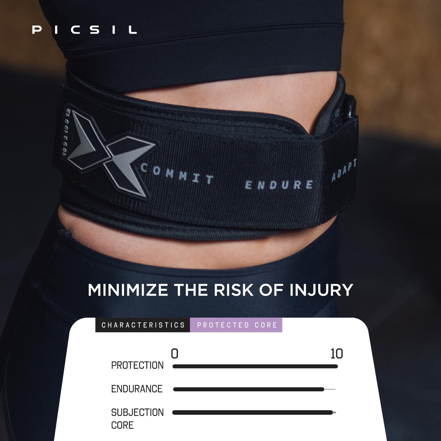 PICSIL - Weight Lifting Belt | Core & Back Support | Customizable with Patch Space | Ideal for Cross training, Squats & Barbell Exercises | Strength Belt for Women and Men | Amethyst, XL
