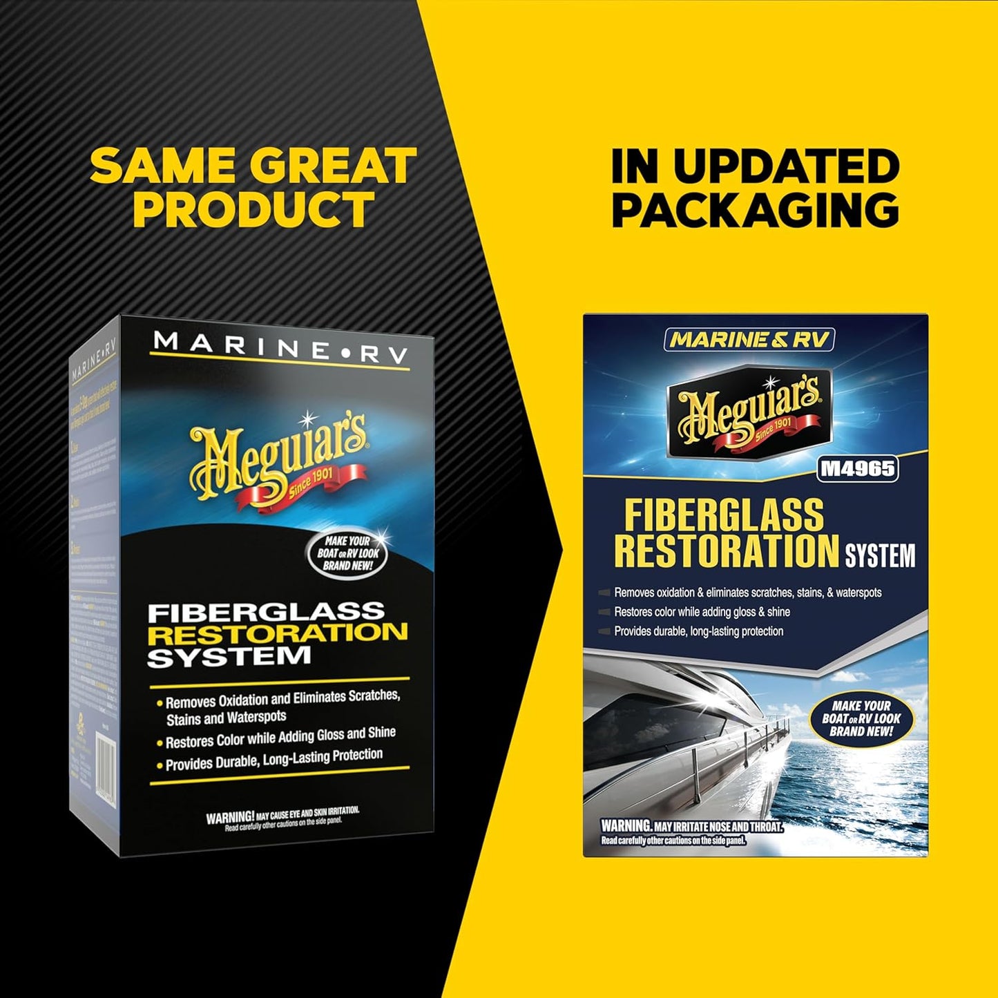 Meguiar's Marine Fiberglass Restoration System - 3-Piece Repair Kit with Oxidation Remover & Polish
