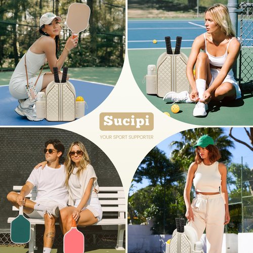 Sucipi Pickleball Bags for Women Lightweight Crossbody and Stylish Quilted Pickleball Paddle Sling Bag Backpack, Pearl Beige