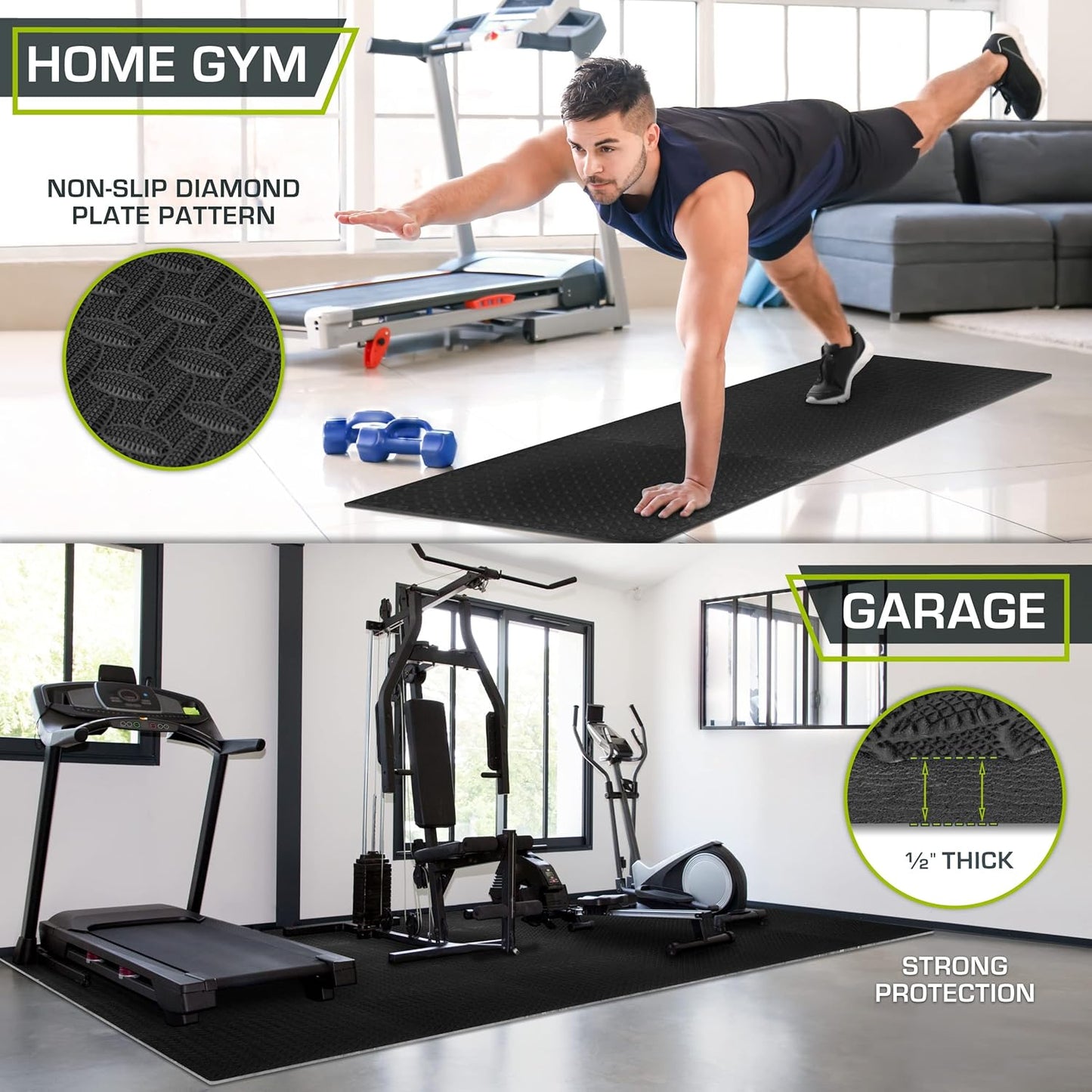 ProsourceFit Puzzle Exercise Mat - Water-Resistant EVA Foam Tiles for Home Gym | Black, 24" x 24" x ½" - 36 Tiles, 144 Sq Ft