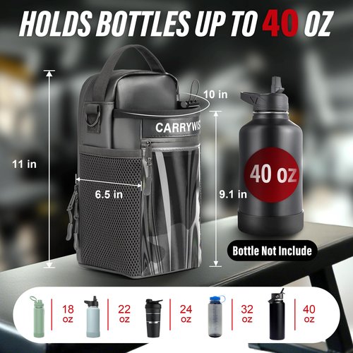 Magnetic Gym Bag-Upgraded Magnetic Water Bottle Bag for Men And Women,Water Bottle Pouch With Adjustable Strap & Phone Pockets,Gym Pouch Hold 40oz for Workout （Bottles Not Include）