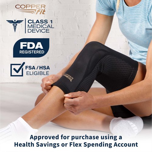 Copper Fit PRO Recovery Knee Compression Sleeve - Breathable, Second Skin Feel - Arthritis, Joint Pain, Circulation - For Men and Women (Large)