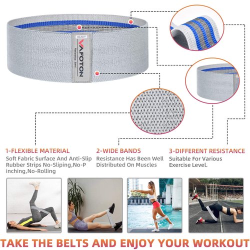 VAFOTON Booty Exercise Strap,Resistance Band Set for Women and Men,Home Gym Accessories,Non Slip Elastic Fabric Loop Equipment for Legs/Butt Training,Set of 4
