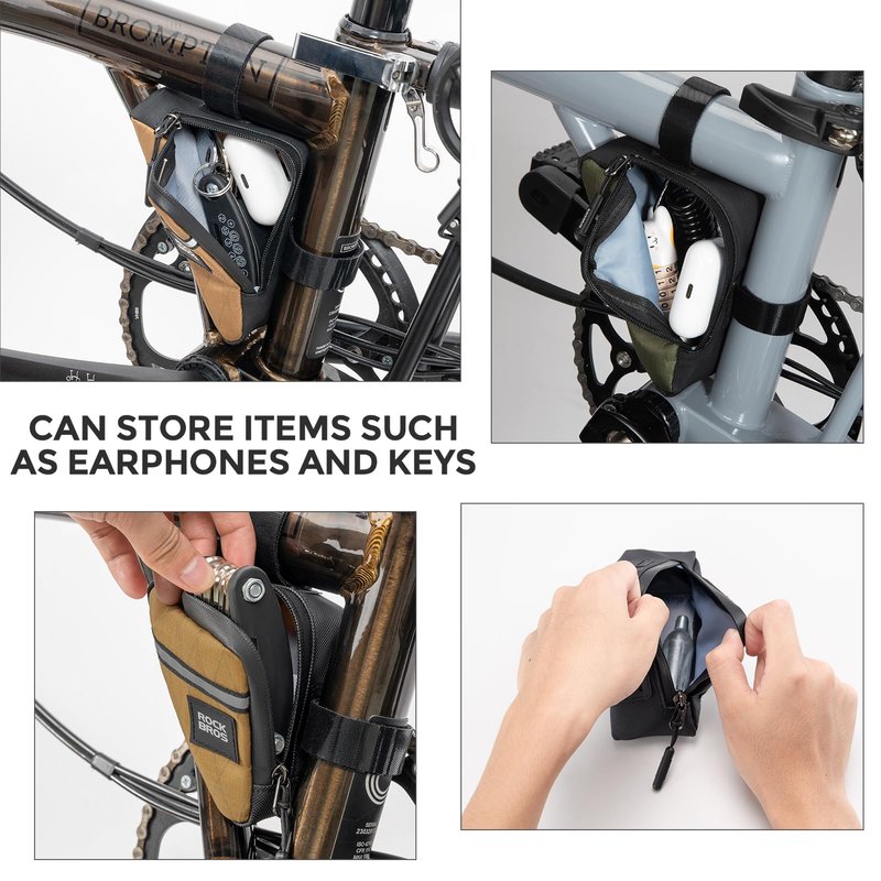 ROCKBROS Bike Frame Triangle Pouch - Waterproof Small Bicycle Bag for Men, Women, Boys, Girls - Road, Folding Bike Accessory