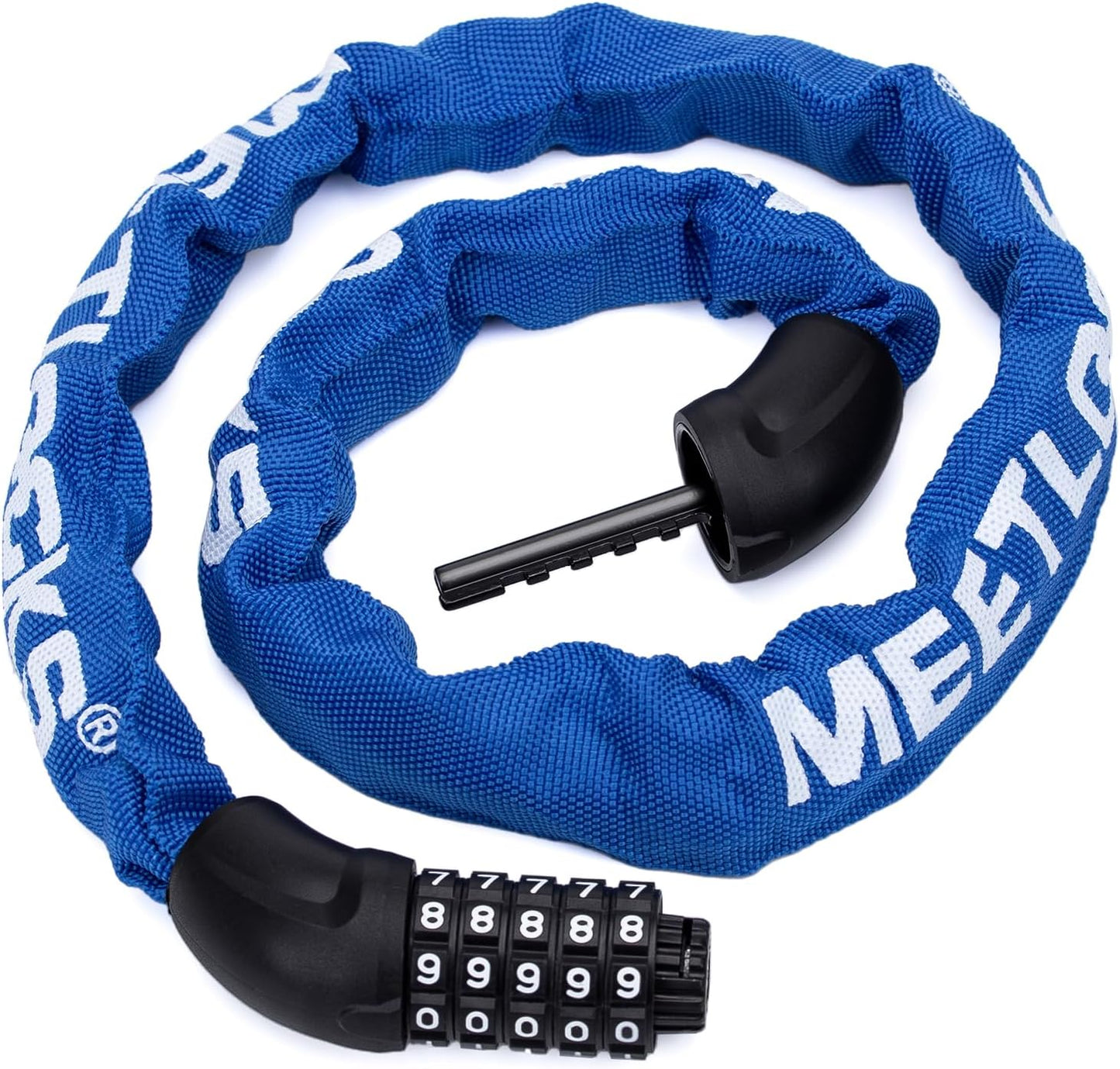 Meetlocks Bike Chain Lock - 3.2 Feet Blue 5-Digit Combination High Security Anti-Theft Lock for Bicycles, Scooters, and More