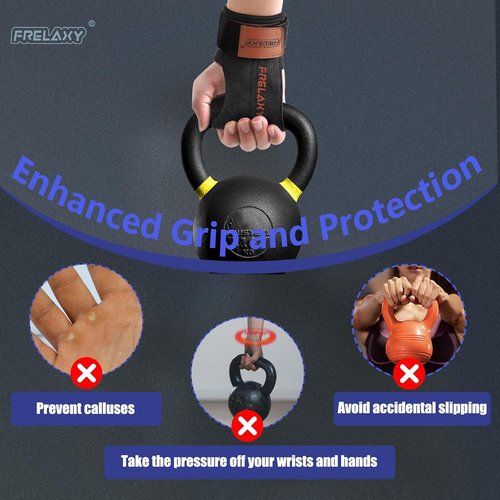 Frelaxy Weight Lifting Wrist Straps - Cushioned Grips for Men & Women | Durable Double Layer Leather