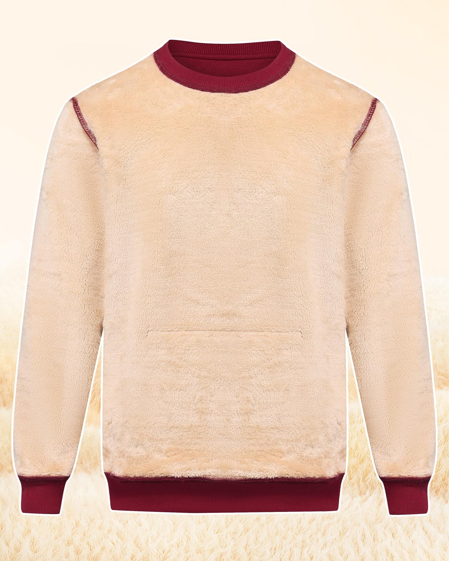 Peakwell Men's Winter Sweatshirts Warm Jumper Sherpa-Lined Crewneck Pullover Soft Sweaters Casual Long Sleeve, Navy, Large