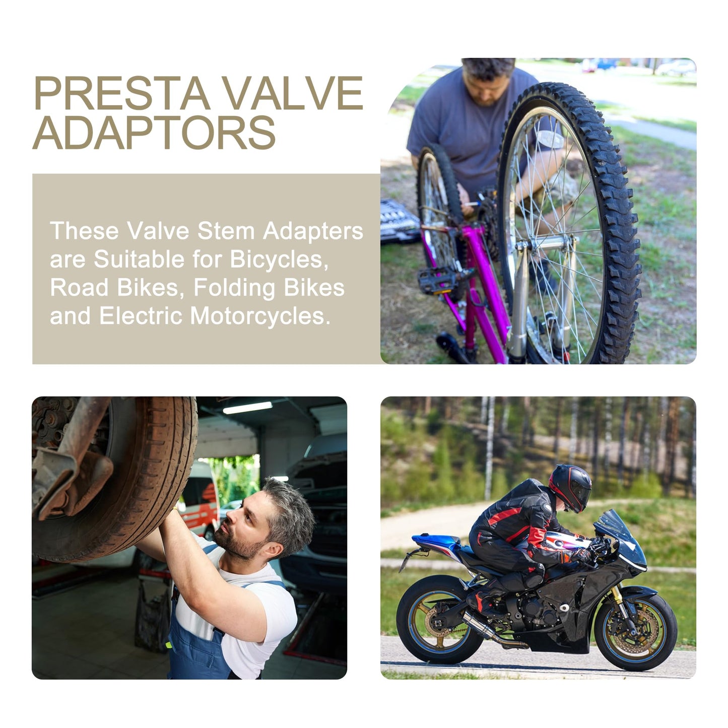 Quacc 2 PCS Presta Valve Adapter Bicycle Valve Adapter, Convert Presta to Schrader for Bicycles, Road Bikes and Most Mountain Bikes.