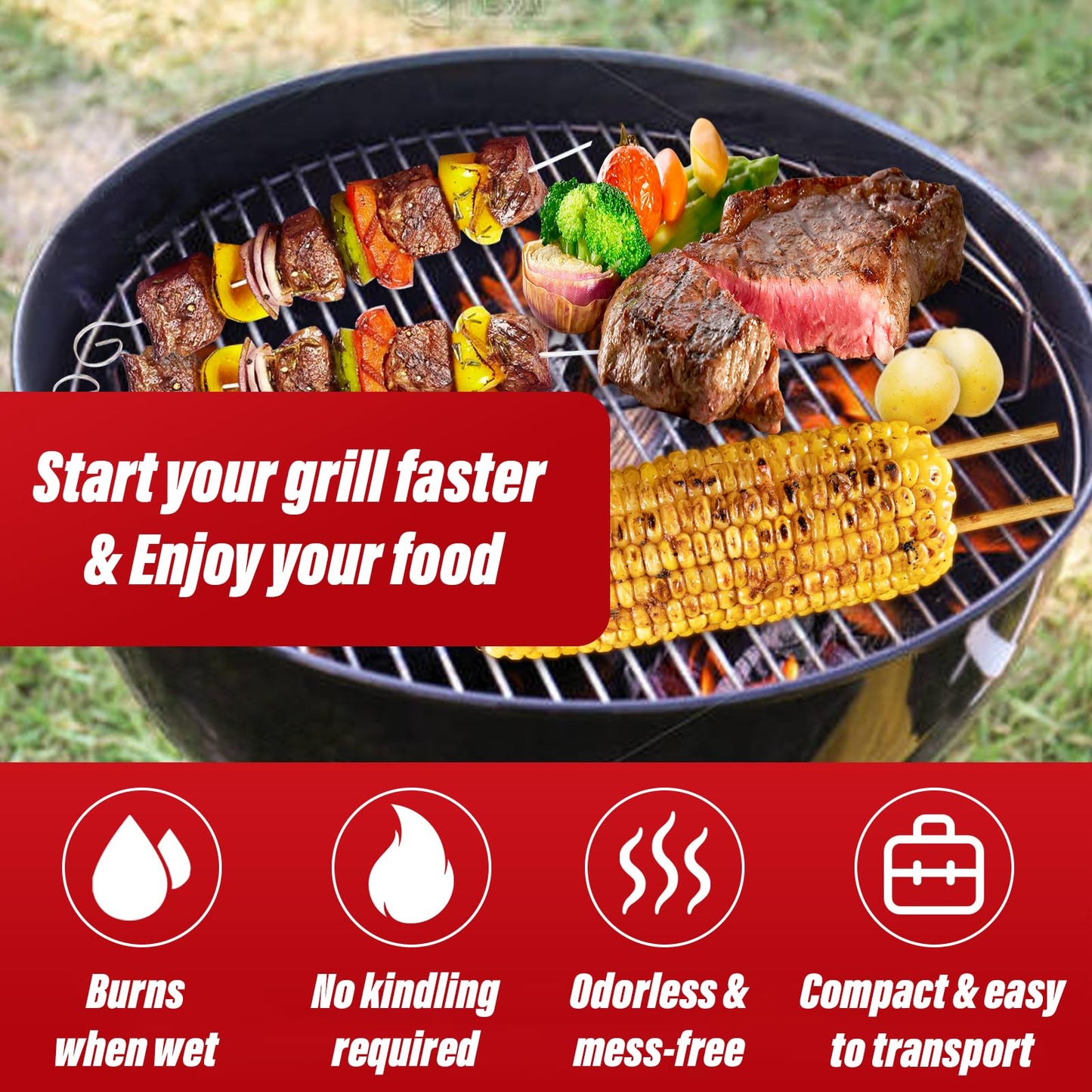 SUNLIFER Charcoal Fire Starters for Grill: 150 PCS Premium Natural Tumbleweed Fire Starters - BBQ Firestarters for Campfires Fireplace Firepit Pizza Oven Wood Stove Smoker