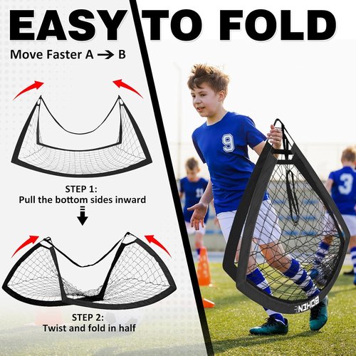 Bohen 6x4 FT Portable Kids Soccer Goals - Folding Soccer Net with Carry Bag for Indoor/Outdoor Use