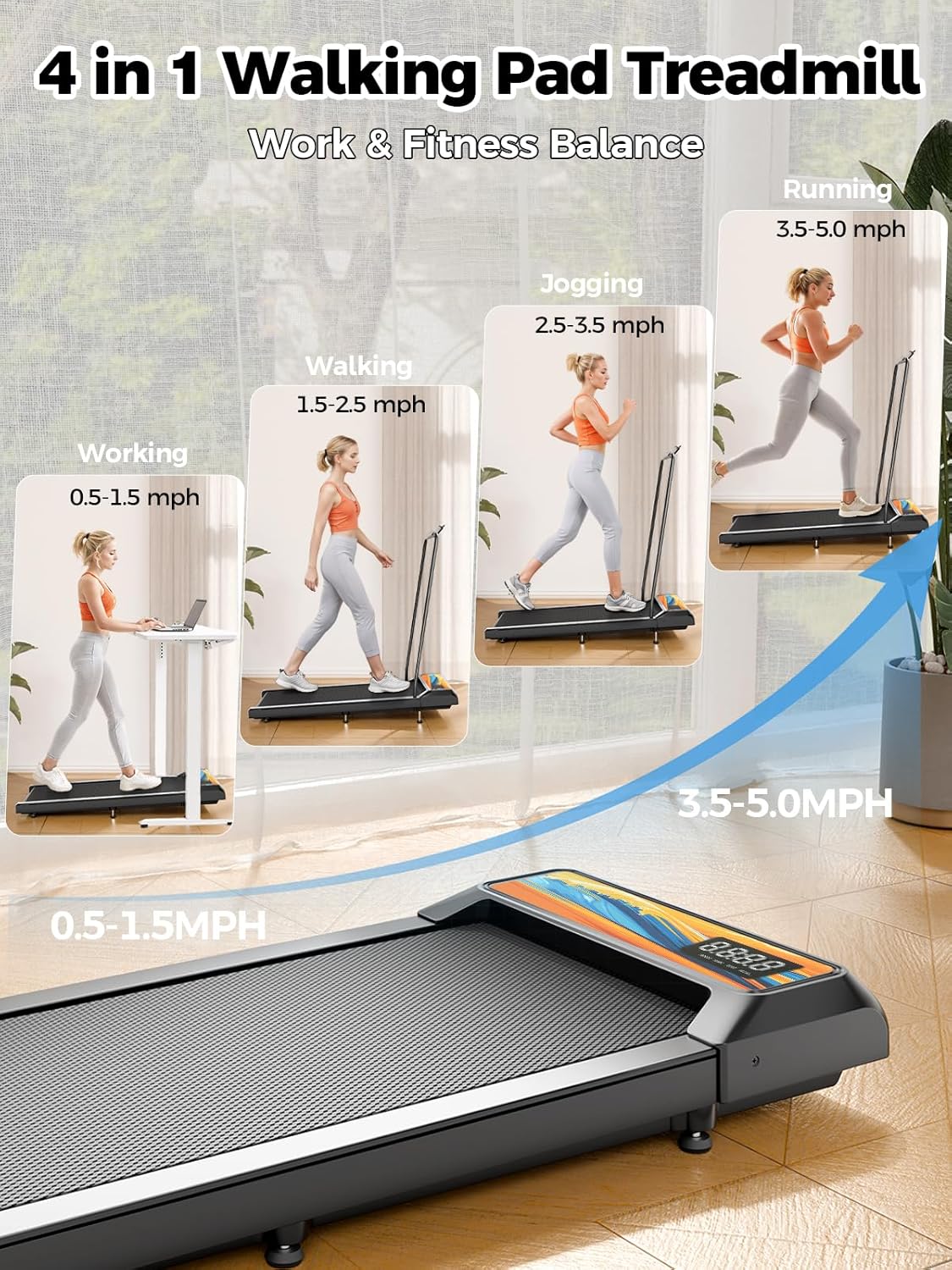 Skiennix Walking Pad Treadmill - 10% Incline for Enhanced Home Workouts