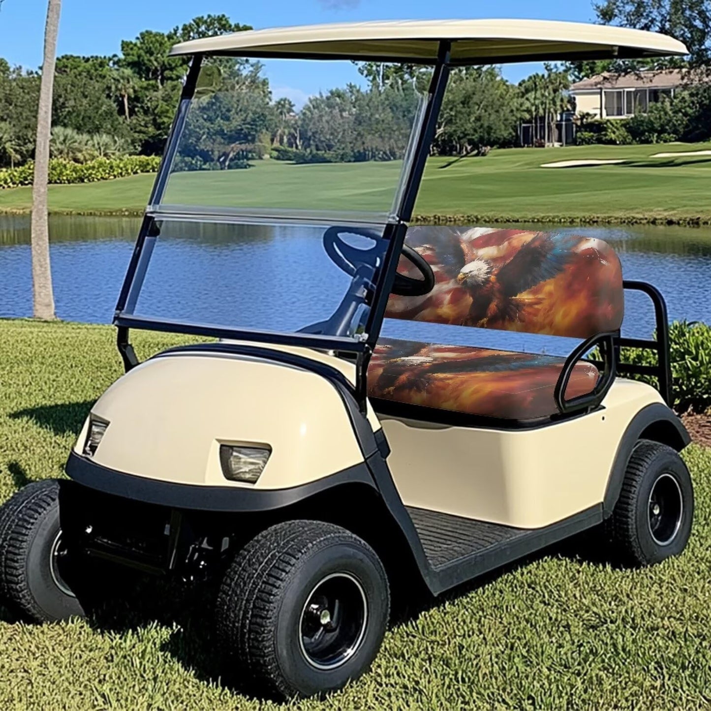 Oramclsy American Flag Golf Cart Seat Covers for Club Car Precedent,Eagle Breathable Seat Covers for Golf Cart A Balance of Warmth in Winter and Cooling in Summer