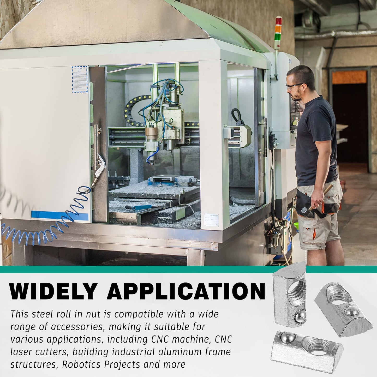 Yaocom 100 Pcs 2020 Series M5 T Nuts Half Roll in Spring Silver Thread Spring Carbon Steel European Standard T Nut for Aluminum Extrusion Profile