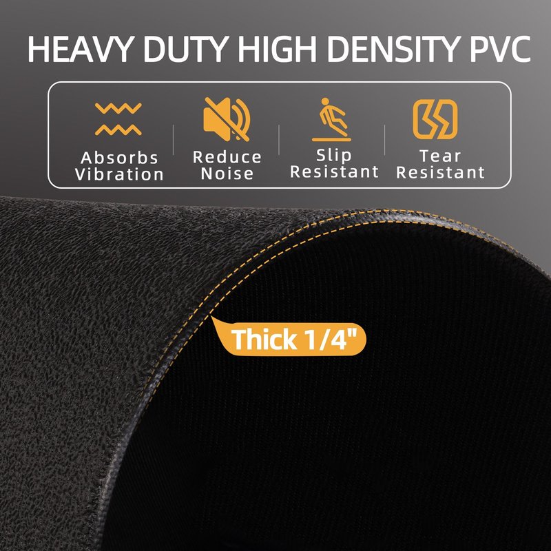 Elevon 2.5 x 5 Feet 1/4 Inch Thick High Density Easy Maintenance Gym Equipment Mat for Floor Protection from Heavy Gym Equipment, Black