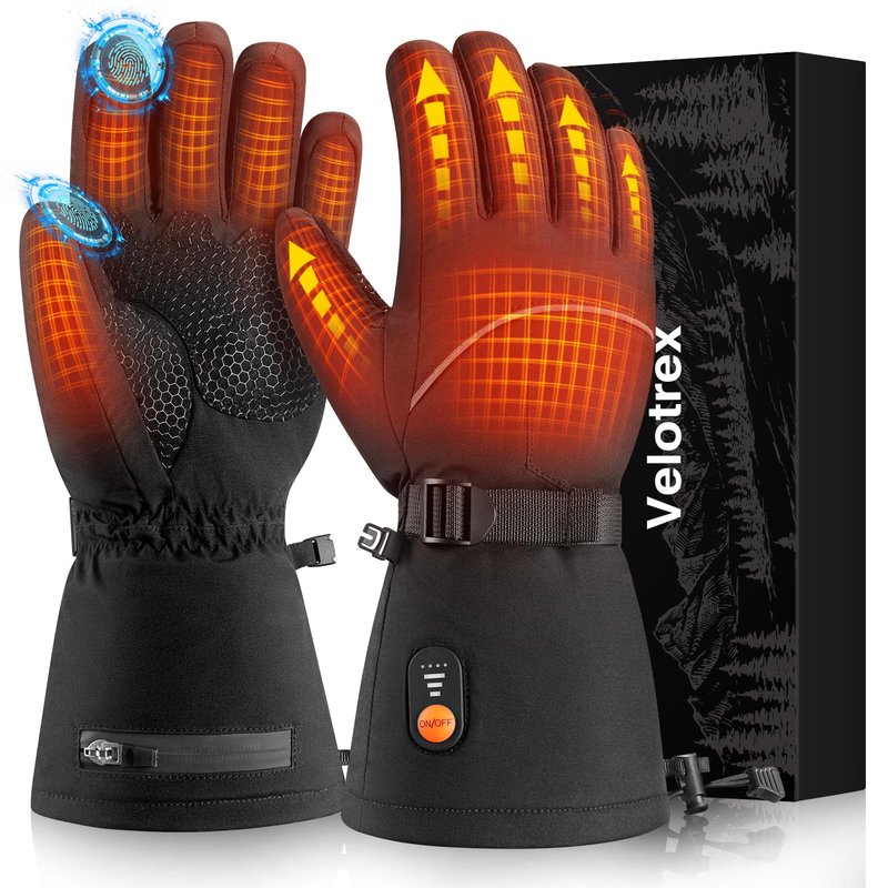 Heated Gloves for Men Women, 7.4V 3000mAh Heated Gloves Rechargeable with Touchscreen, Waterproof Electric Heated Ski Gloves for Winter Outdoor Work Hunting Motorcycling Hiking Skiing