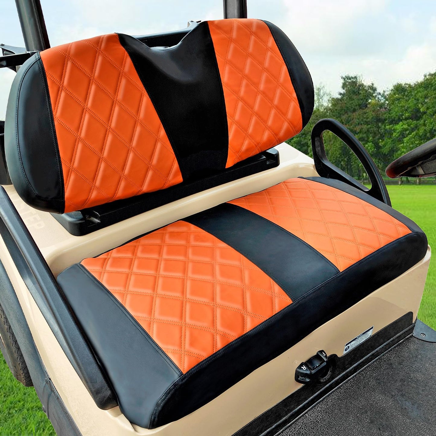 AOOTOOLINK Golf Cart Diamond Seat Covers Kit, Fit for Club Car Precedent OEM Standard Front Seat Cushion, Golf Cart Vinyl Seat Cover, No Nails Required