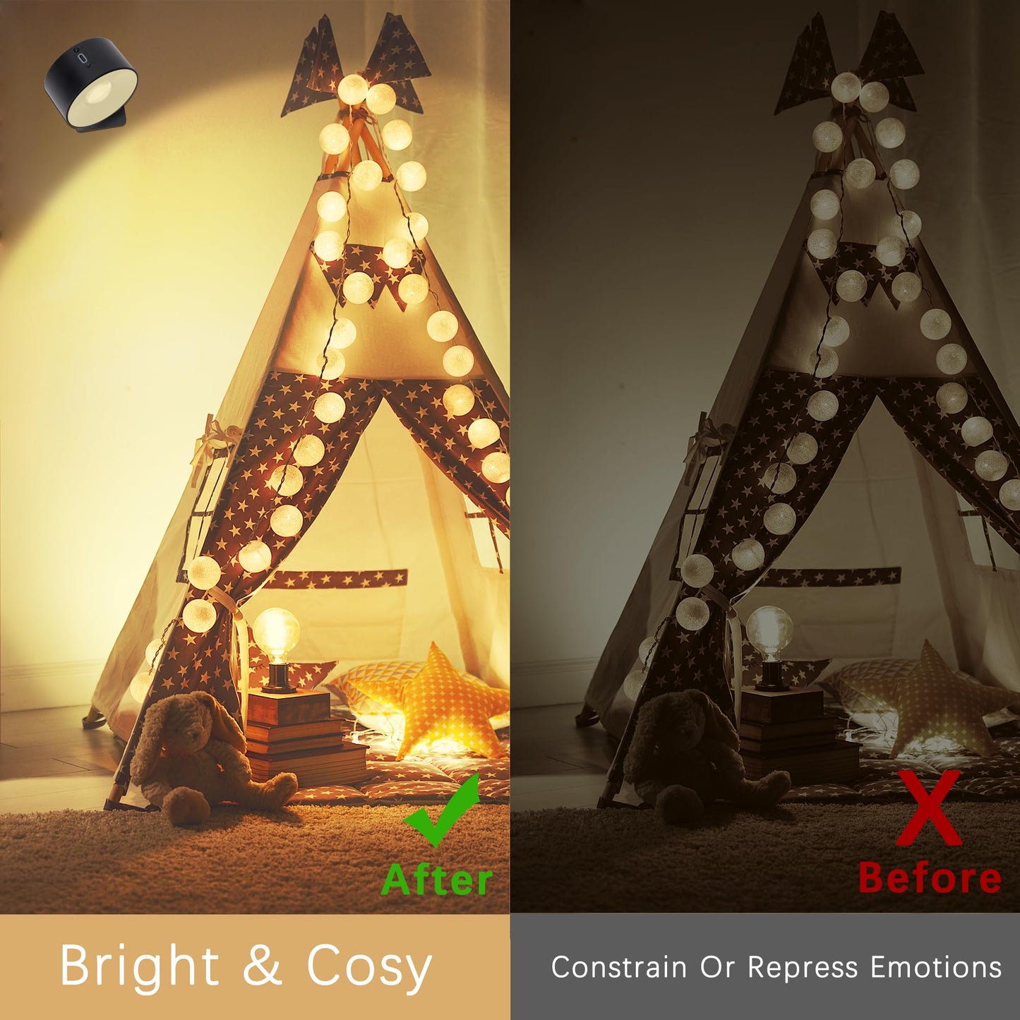 Rihvy Rechargeable Wall Lights for Bedroom with Remote, 3000mAh Wireless Battery Operated Wall Sconce 3 Color Temperatures, Dimmable Magnetic 360°Rotation Picture Lights for Wall Reading Bedside(2pcs)