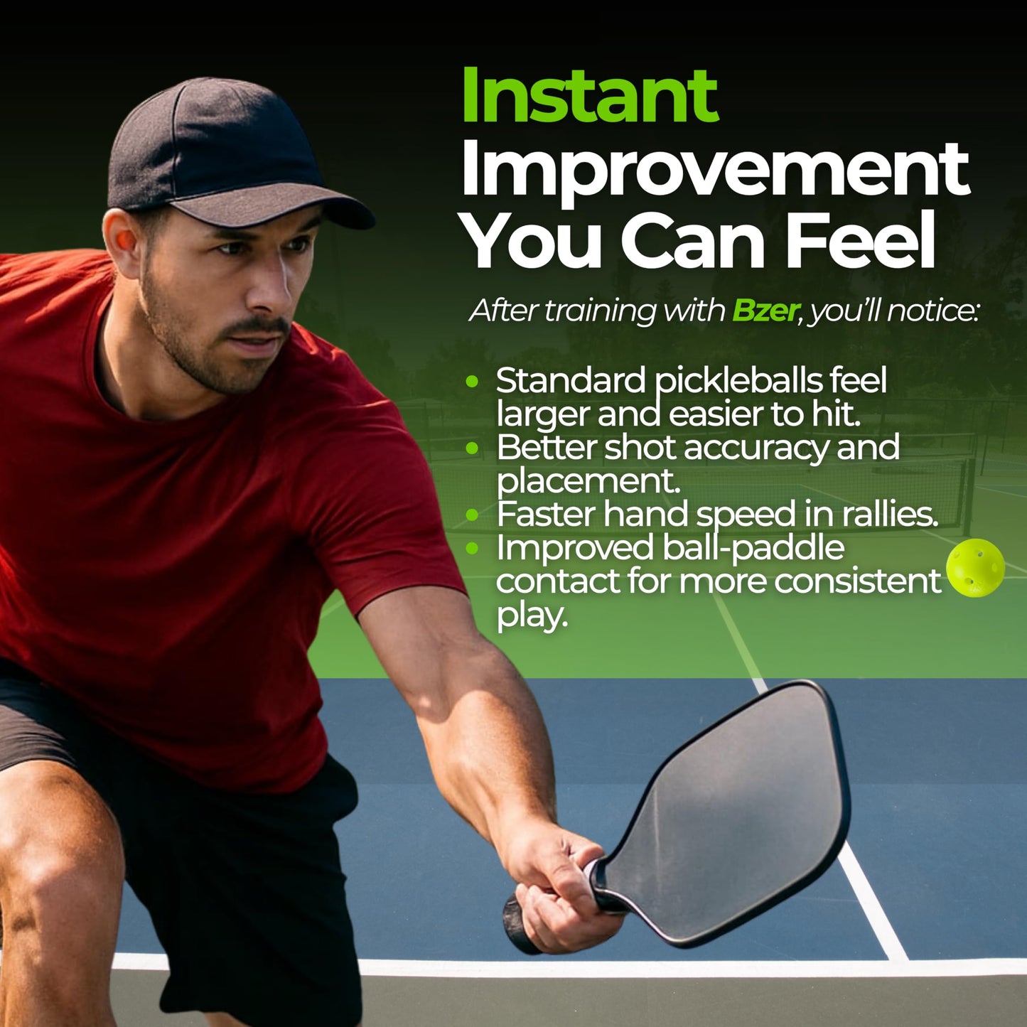 BZER Quiet Pickleball Balls – Mini Pickleballs Silent Rubber Training Ball - Set of 3 for Indoor Outdoor Play, Soft Tiny Practice Trainer, Improve Focus, Boost Control, Training Essentials