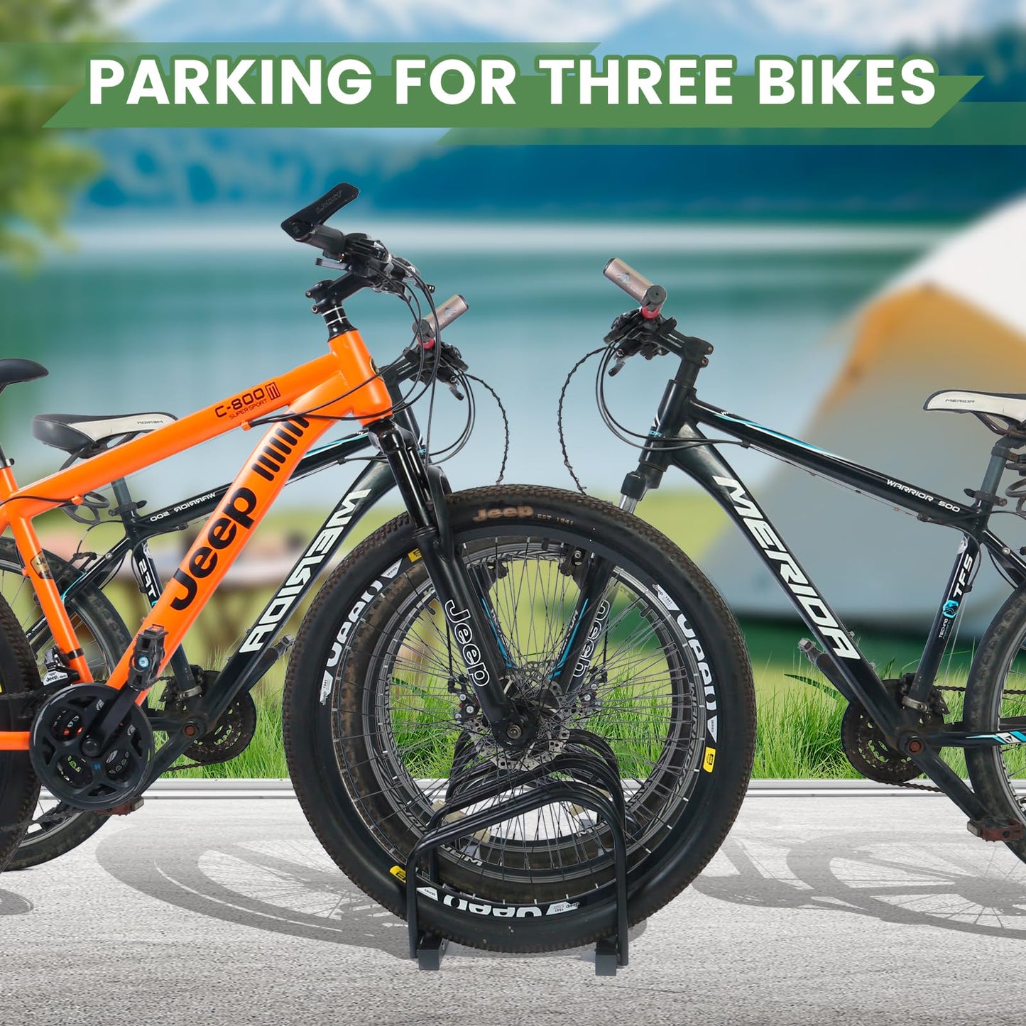 Auwey Bike Floor Rack Bike Floor Parking Bicycle Parking Rack Bike Storage Stand Bike Floor Stand Bicycle Storage Organizer for Mountain Bike, Road Bike Fit 22-28" Wheel Stand Tire Width 2.2"
