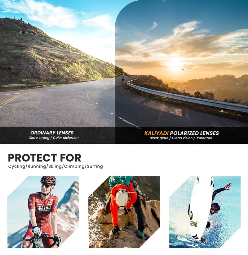 KALIYADI Mens-Sunglasses Polarized Sports Sunglasses-Men: Running Sun glasses Men Women UV400 Protection for Cycling