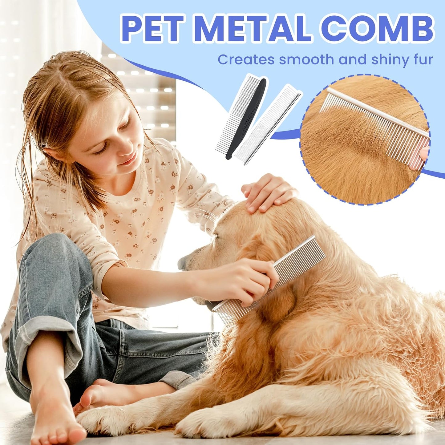 Skiennix Self-Cleaning Shedding Brush - 5-in-1 Pet Grooming Kit for Dogs & Cats | Skin-Friendly Tool, Black