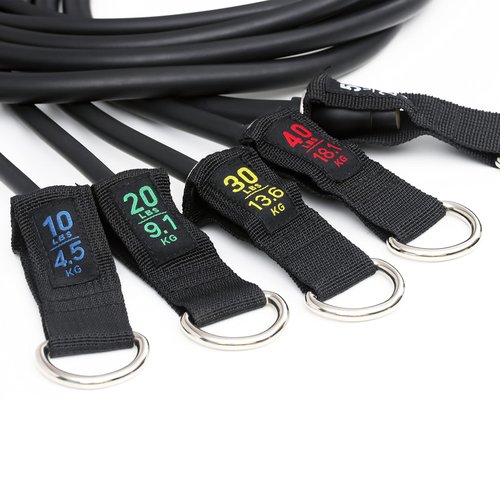 Sunny Health & Fitness Premium Resistance Band Set with Door Anchors, Wrist Straps, Handles & Carry Bag – Exercise Stretch Bands for Strength Training, Muscle Recovery, Yoga and More - NO. 089-COMBO