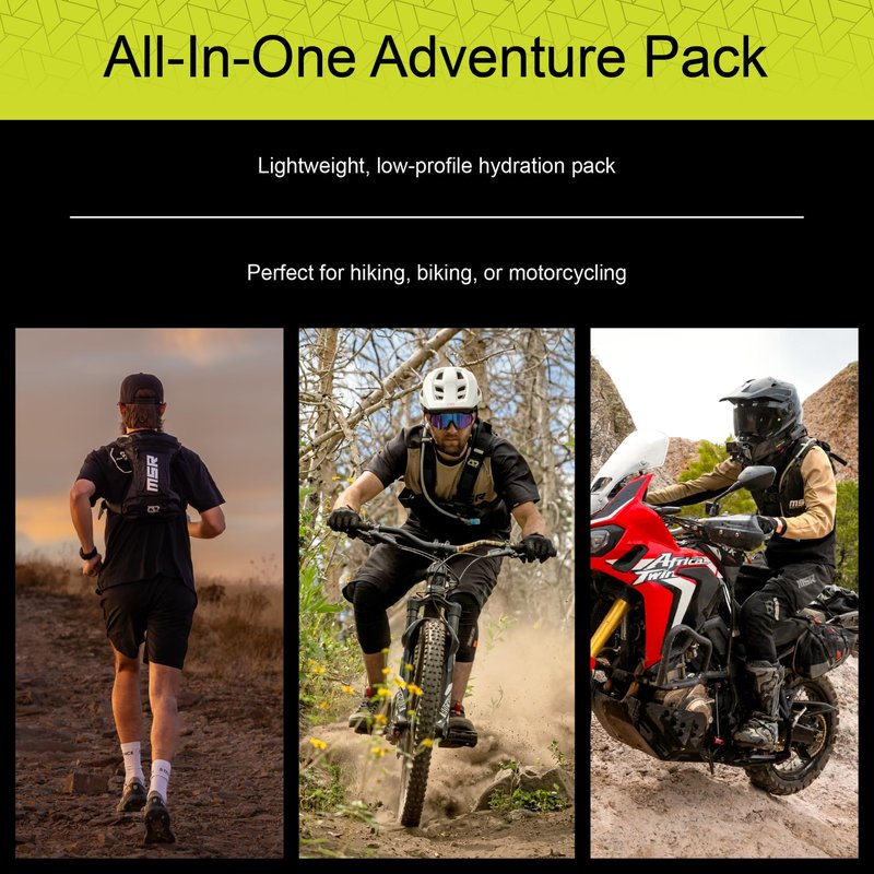 MSR Low-Profile Race Hydration Pack – 2-Liter Water Bladder Backpack – Lightweight, Secure Fit for Off-Road, Dirt Bike, MTB, MX, Enduro & Adventure Riding – Black