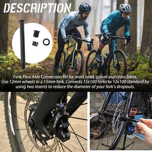 HQPARRTS 15mm to 12mm Fork Thru Axle Conversion Kit Compatible with Most Road, Gravel, and Cross Bikes